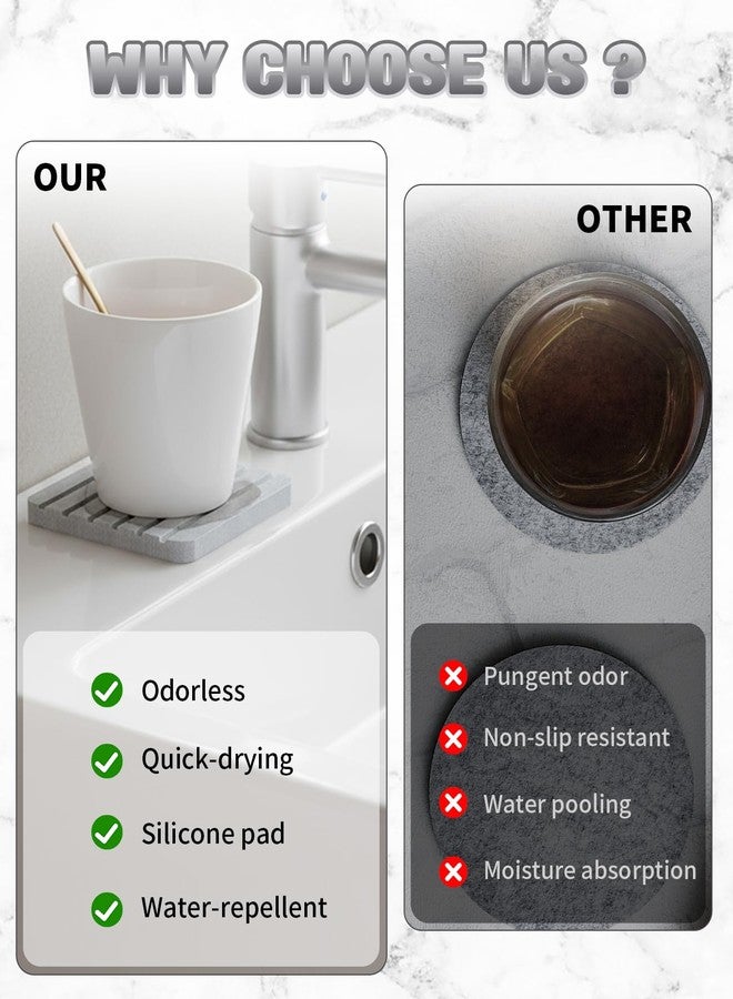 Gaahkai 3PCS Stone Drying Tray for Kitchen Counter, Diatomite Fast Water Absorbing Coasters for Bathroom Sink - Image 5